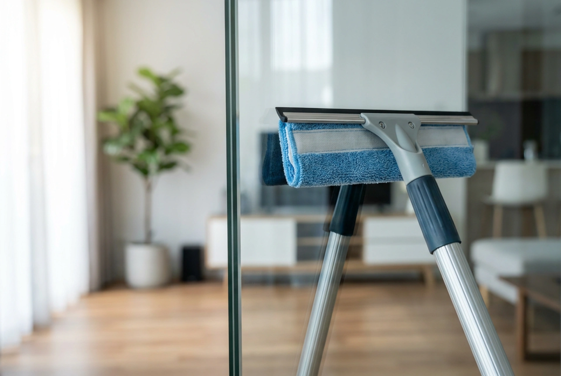Τηλεσκοπική σφουγγαρίστρα για καθαρισμό παραθύρων και τεχνική εργασίας σε ψηλά τζάμια