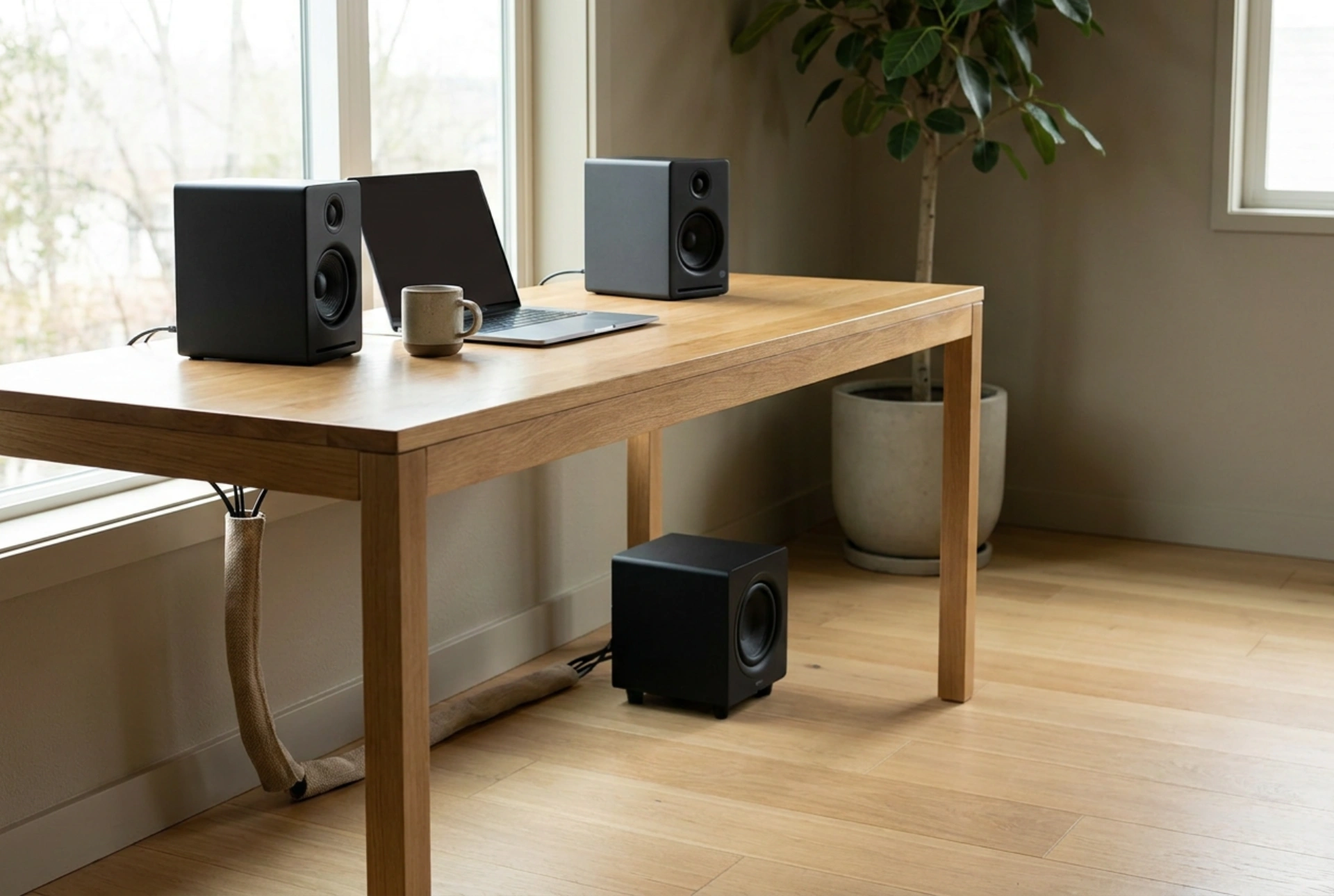 Πώς να τοποθετήσετε ηχεία υπολογιστή με subwoofer στο γραφείο
